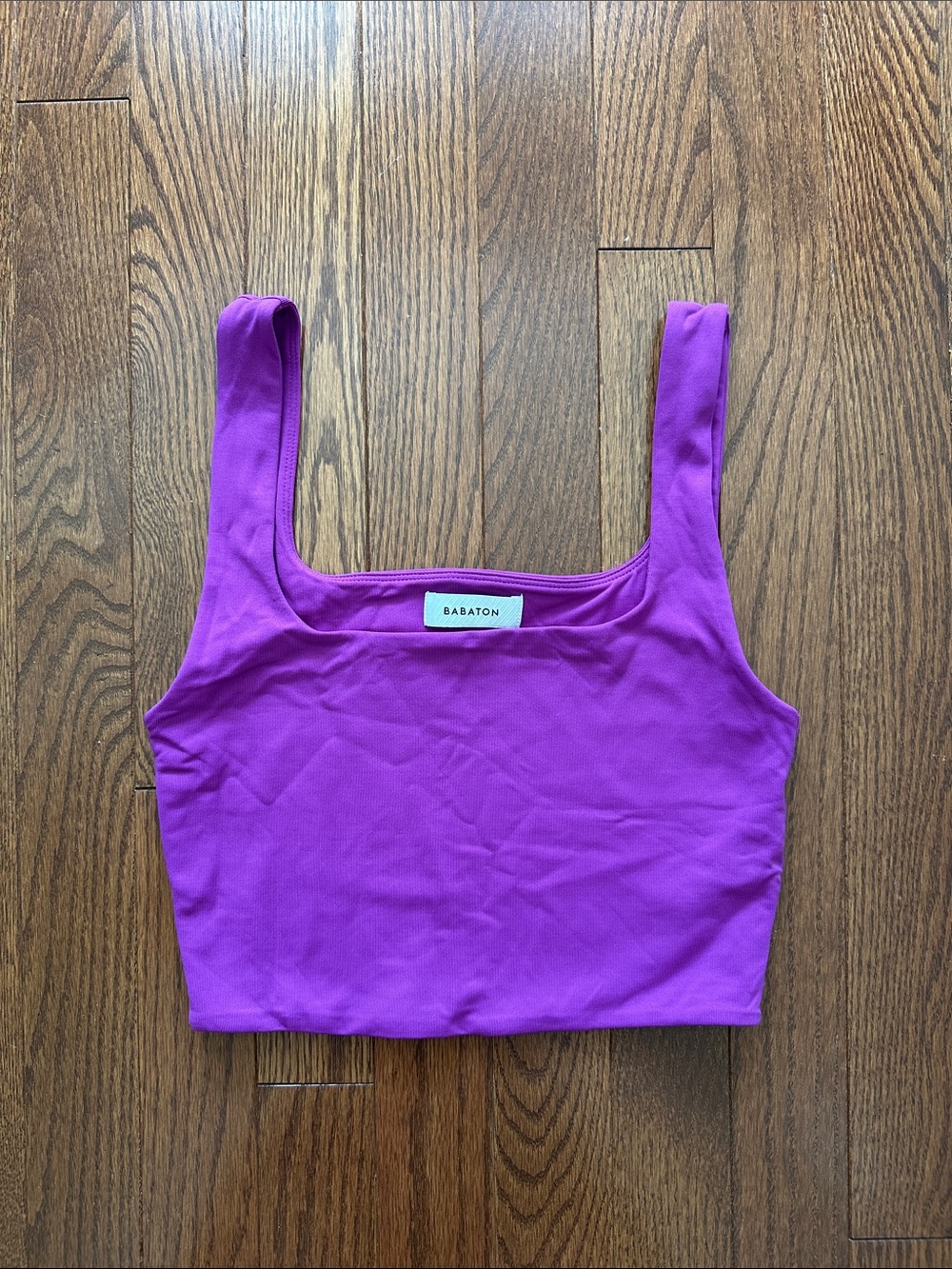 Babaton Contour Purple Square Neck Crop Tank